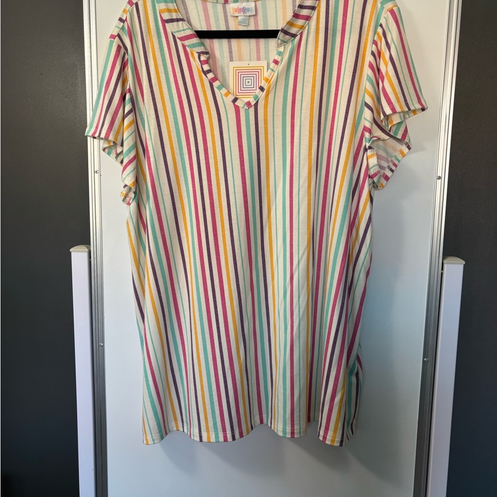 Colorful Striped V-Neck Top